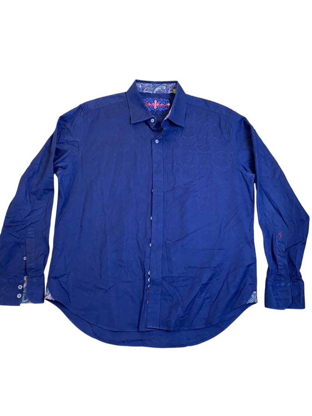 Robert Graham Men's Shirt 2XL Blue Long-Sleeve Tailored Fit Textured Button Up